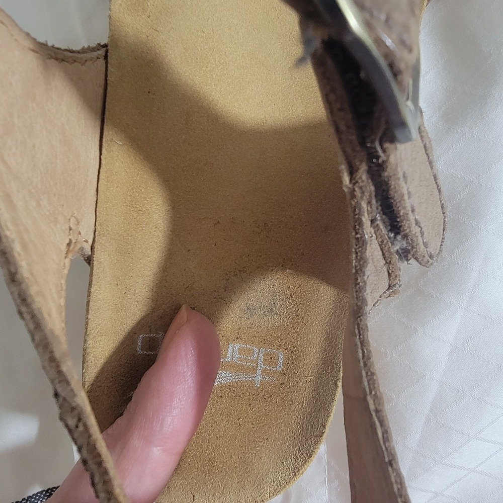 Dansko Tiffani 36 5.5-6 Milled Burnished Brown Leather Mary Jane Wedge Sandals - Picture 11 of 15